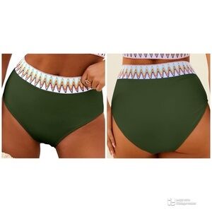 FactMe High Waisted Bikini Bottoms With Embroidered Waist Womens Size L